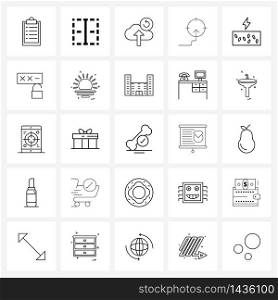 Modern Style Set of 25 line Pictograph Grid based hair, moveable, clock, money, banking Vector Illustration