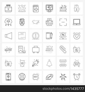 Modern Style Set of 36 line Pictograph Grid based tool box, beat, medical, heart, medical Vector Illustration