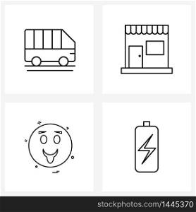 Modern Style Set of 4 line Pictograph Grid based automobile, emote, wagon, business, naughty Vector Illustration