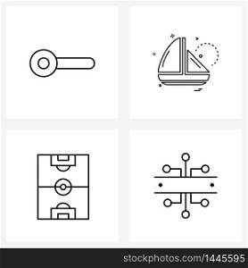 Modern Style Set of 4 line Pictograph Grid based buttons, football, software, sports, game Vector Illustration
