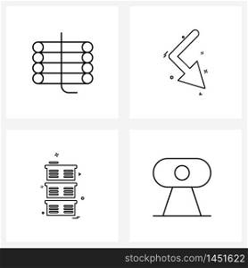 Modern Style Set of 4 line Pictograph Grid based celebration, new, arrows, tower Vector Illustration