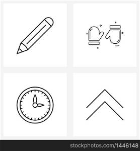 Modern Style Set of 4 line Pictograph Grid based change, activities, pen, gloves, healthy Vector Illustration