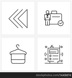 Modern Style Set of 4 line Pictograph Grid based chevron, goods, corporate office, briefcase, warlike Vector Illustration