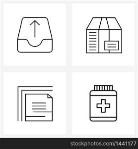 Modern Style Set of 4 line Pictograph Grid based email, duplicate, office, delivery, business Vector Illustration