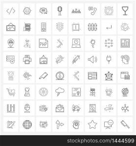 Modern Style Set of 64 line Pictograph Grid based fist, cosmetic, laugh, comb, message Vector Illustration