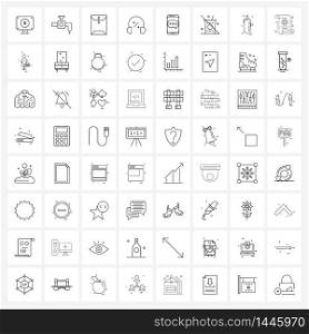 Modern Style Set of 64 line Pictograph Grid based food, chat, office, message, headset Vector Illustration