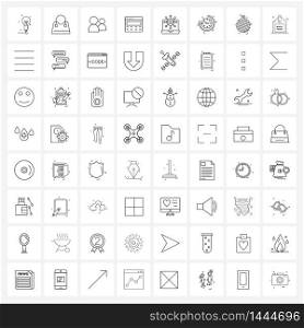 Modern Style Set of 64 line Pictograph Grid based laptop, web, group, web content, travelers Vector Illustration