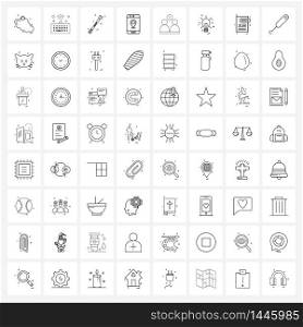Modern Style Set of 64 line Pictograph Grid based money, economy, tools, banking, cell Vector Illustration