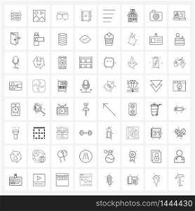 Modern Style Set of 64 line Pictograph Grid based text, align, nail, media, music Vector Illustration