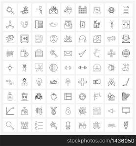 Modern Style Set of 81 line Pictograph Grid based bucket, broom, ghost, bucket, setting Vector Illustration