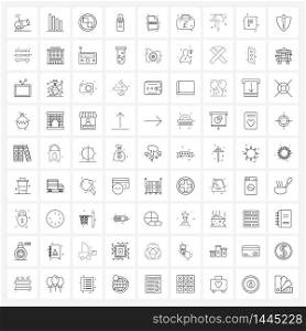Modern Style Set of 81 line Pictograph Grid based file type, moon, gird, manicure, design Vector Illustration