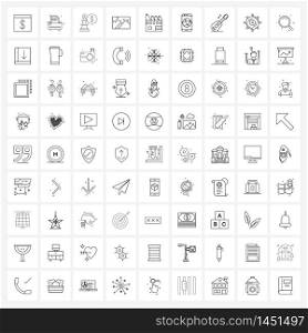 Modern Style Set of 81 line Pictograph Grid based industrial, picture, advice, scenery, strategy Vector Illustration