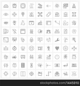 Modern Style Set of 81 line Pictograph Grid based sweet, Christmas, clock, Monday, invoice Vector Illustration