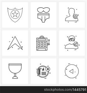 Modern Style Set of 9 line Pictograph Grid based, arrows, avatar, direction, Vector Illustration
