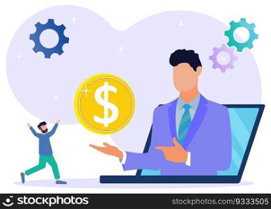 Modern style vector illustration Internet income concept, online income, influencer, profit person character.