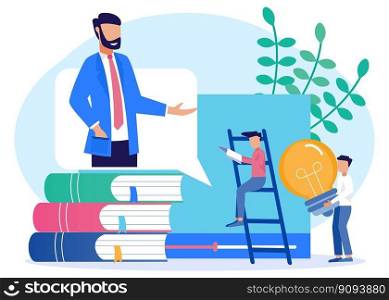 Modern style vector illustration. Online course lessons for distance knowledge web studies. Virtual schools use internet services. Webinars and digital presentations for personal development.
