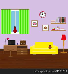 Modern stylish interior room. vector illustration decoration design flat. Modern stylish interior room