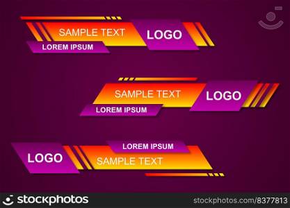 Modern stylish lower third banner template design. Graphic set of Broadcast News Lower Thirds Banner for Television. Vector video headline title. Vector illustrator