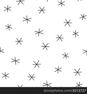 Modern stylish texture with monochrome starlet trellis. Repeating geometric grid. Stars, pips and snowflakes. Vector seamless pattern. Simple graphic design. Trendy geometry. Abstract design print. Abstract geometric fashion design stars and snowflakes pattern