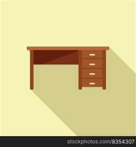 Modern table icon flat vector. Wood furniture. Leg kitchen. Modern table icon flat vector. Wood furniture