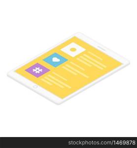 Modern tablet icon. Isometric of modern tablet vector icon for web design isolated on white background. Modern tablet icon, isometric style