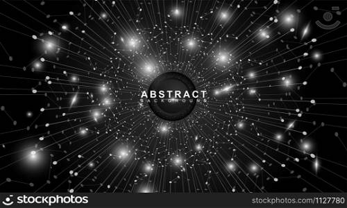 Modern technology of black circle vector. Abstract white and black background with sparkling and gloss circles. Light the background with light.