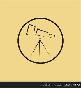 modern Telescope logo and symbol design vector template on yellow background