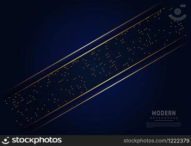 Modern template dark blue background line diagonal gold and dot with space for your text.