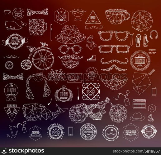 Modern thin line Hipster style elements, icon and object can be used for retro vintage website, info-graphics, banner