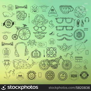 Modern thin line Hipster style elements, icon and object can be used for retro vintage website, info-graphics, banner