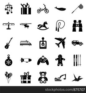 Modern toy icons set. Simple set of 25 modern toy vector icons for web isolated on white background. Modern toy icons set, simple style