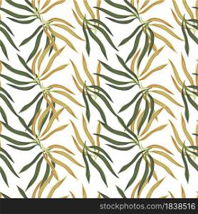 Modern tropical leaves semless pattern. Summer tropic leaf. Exotic hawaiian wallpaper. Design for fabric, textile print, wrapping, cover. Vector illustration.. Modern tropical leaves semless pattern. Summer tropic leaf. Exotic hawaiian wallpaper.