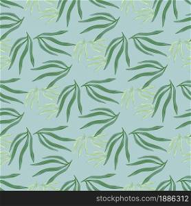 Modern tropical leaves semless pattern. Tropic leaf on blue background. Exotic hawaiian wallpaper. Design for fabric, textile print, wrapping, cover. Vector illustration.. Modern tropical leaves semless pattern. Tropic leaf on blue background.