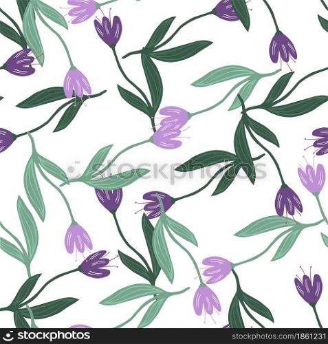 Modern tulip seamless pattern isolated on white background. Decorative floral ornament wallpaper. Botanical design. For fabric, textile print, wrapping, cover. Retro vector illustration.. Modern tulip seamless pattern isolated on white background.