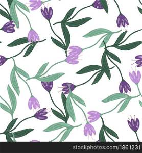 Modern tulip seamless pattern isolated on white background. Decorative floral ornament wallpaper. Botanical design. For fabric, textile print, wrapping, cover. Retro vector illustration.. Modern tulip seamless pattern isolated on white background.
