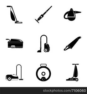 Modern vacuum cleaner icon set. Simple set of 9 modern vacuum cleaner vector icons for web design on white background. Modern vacuum cleaner icon set, simple style