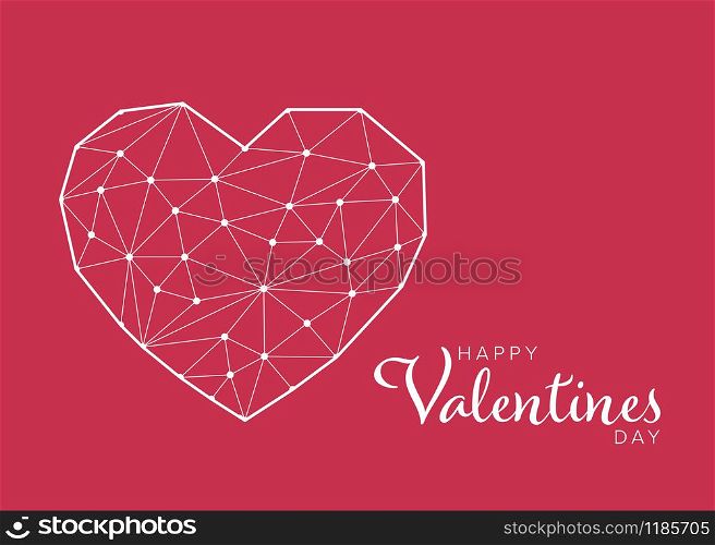 Modern valentines or wedding card template with heart made from triangles. Valentines day card