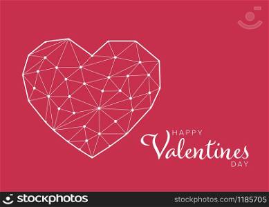 Modern valentines or wedding card template with heart made from triangles. Valentines day card
