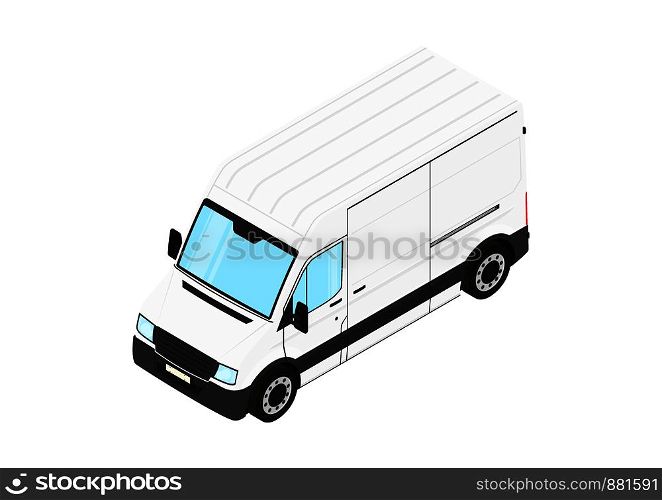 Modern van on a white background. Isometric view. Flat vector.