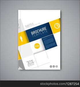 Modern Vector abstract brochure / book / flyer design template with big mosaic - blue and yellow. Modern Vector abstract brochure / book / flyer design template