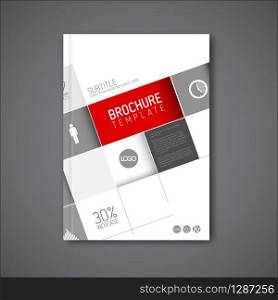 Modern Vector abstract brochure / book / flyer design template with big mosaic - red version. Modern Vector abstract brochure / book / flyer design template