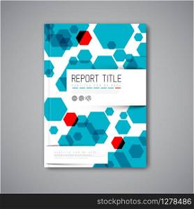 Modern Vector abstract brochure / book / flyer design template with blue and red hexagons