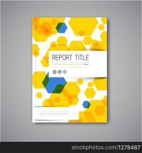 Modern Vector abstract brochure / book / flyer design template with blue and yellow hexagons