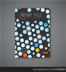 Modern Vector abstract brochure / book / flyer design template with hexagons - dark version