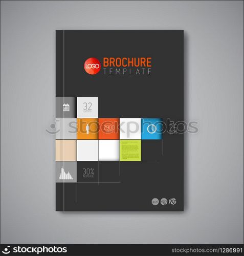 Modern Vector abstract brochure / book / flyer design template with mosaic - dark version