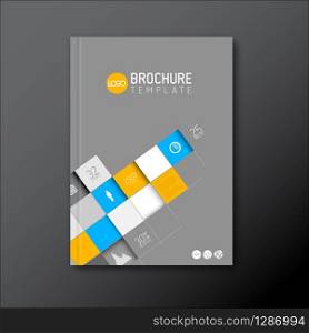 Modern Vector abstract brochure / book / flyer design template with mosaic - yellow, blue and grey version. Modern Vector abstract brochure / book / flyer design template