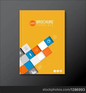 Modern Vector abstract brochure / book / flyer design template with mosaic - yellow, blue and red version. Modern Vector abstract brochure / book / flyer design template