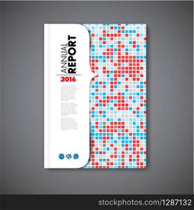Modern Vector abstract brochure / book / flyer design template with red and blue mosaic