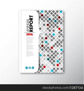 Modern Vector abstract brochure / book / flyer design template with red and blue mosaic