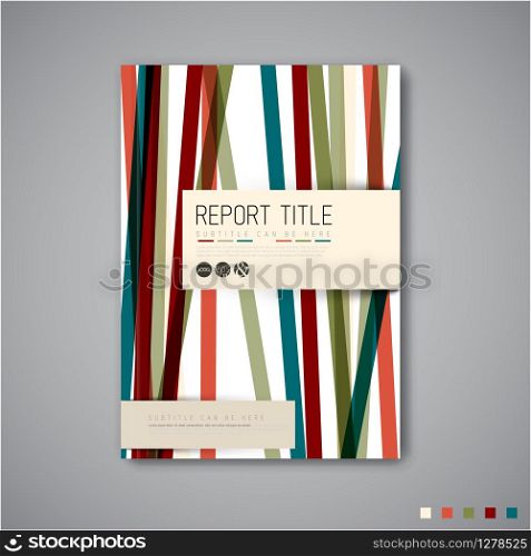Modern Vector abstract brochure / book / flyer design template with retro color stripes